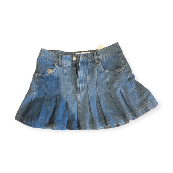 Y2K Blue Denim Pleated Skirt Women - Picture 2 of 2